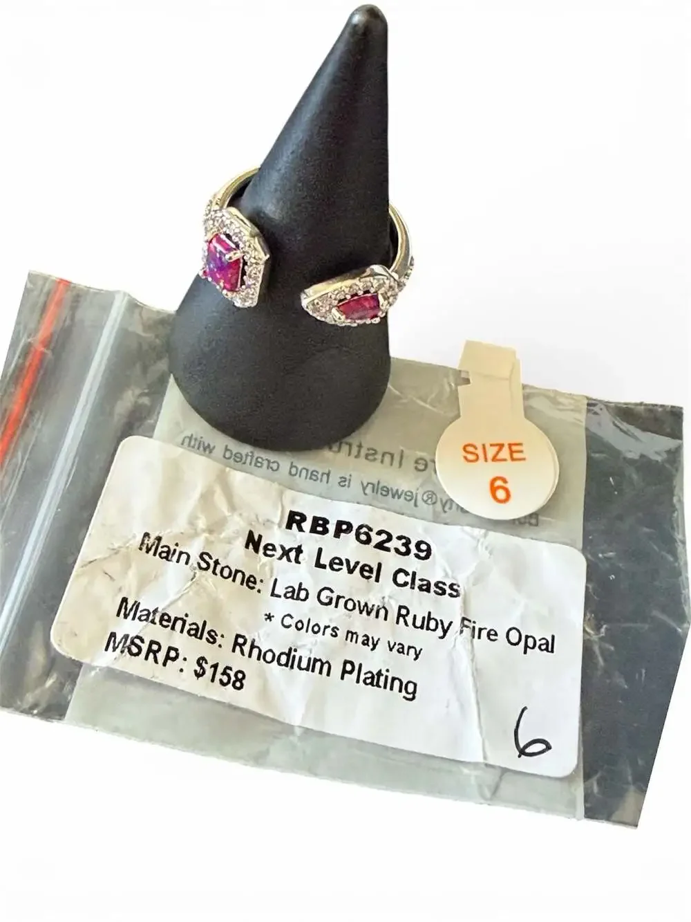Bomb Party Next Level Class Lab Grown Ruby Fire Opal Ring Size 6 - Picture 2 of 2